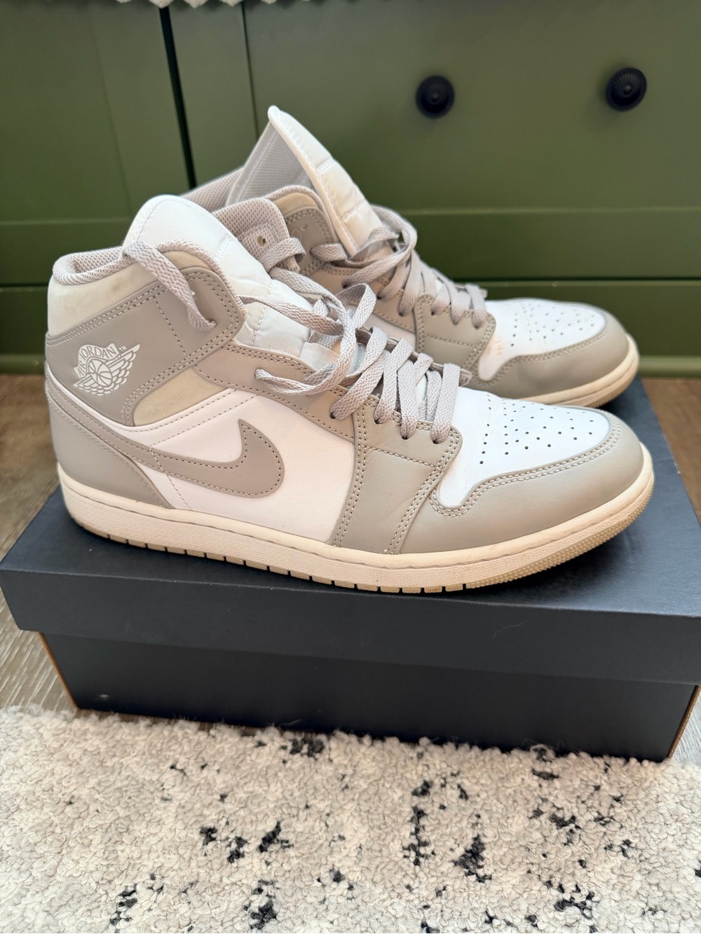 Nike Air Jordan 1 Mid — College Grey and Light Bone White